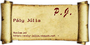 Pály Júlia névjegykártya